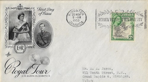 1953 jamaica qeii - royal, visit
